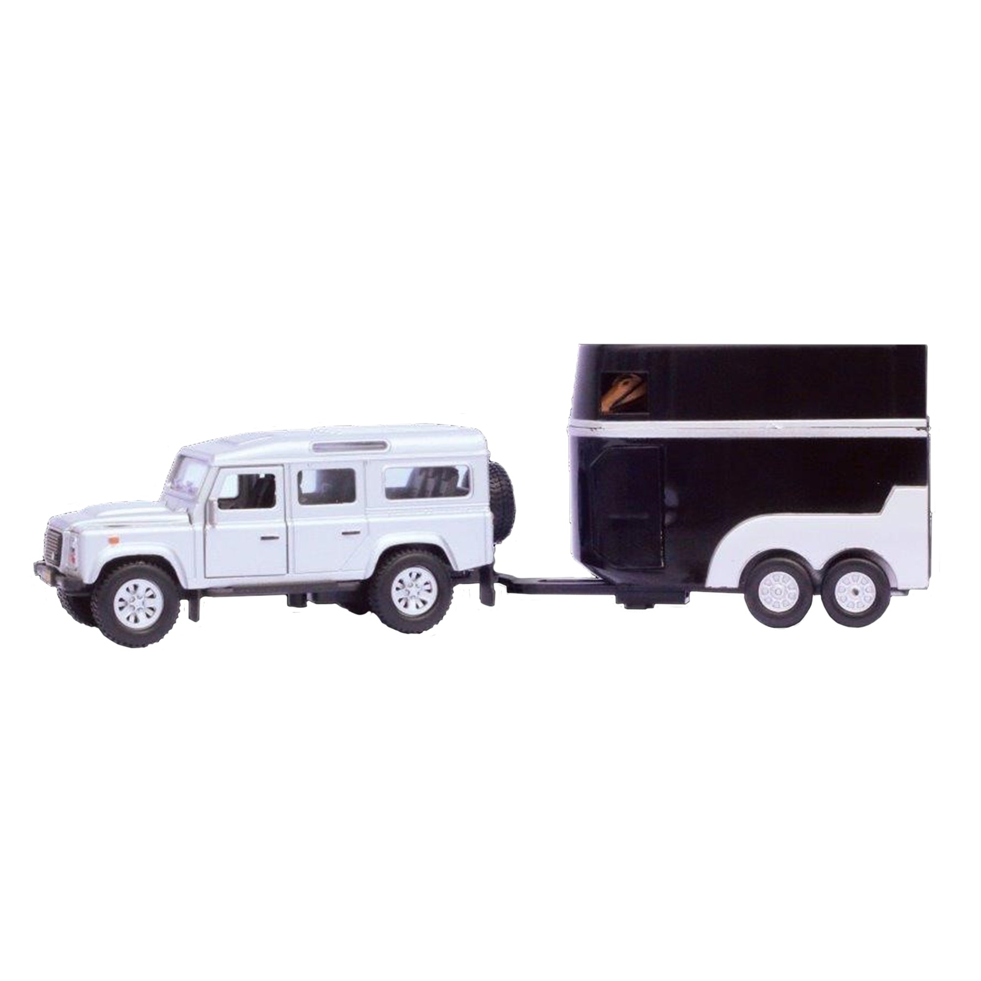 Bruder land rover cheap defender with horse trailer