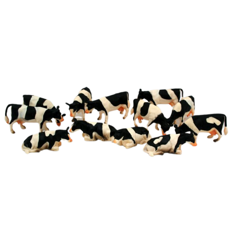 Set of 12 Black & White Cows