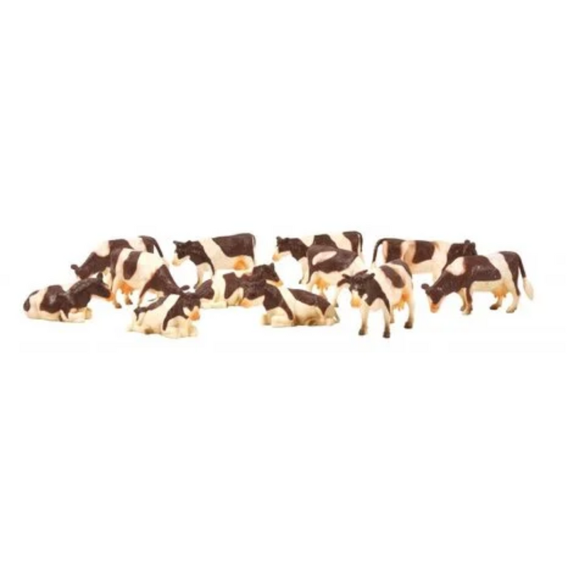 Set of 12 Brown & White Cows