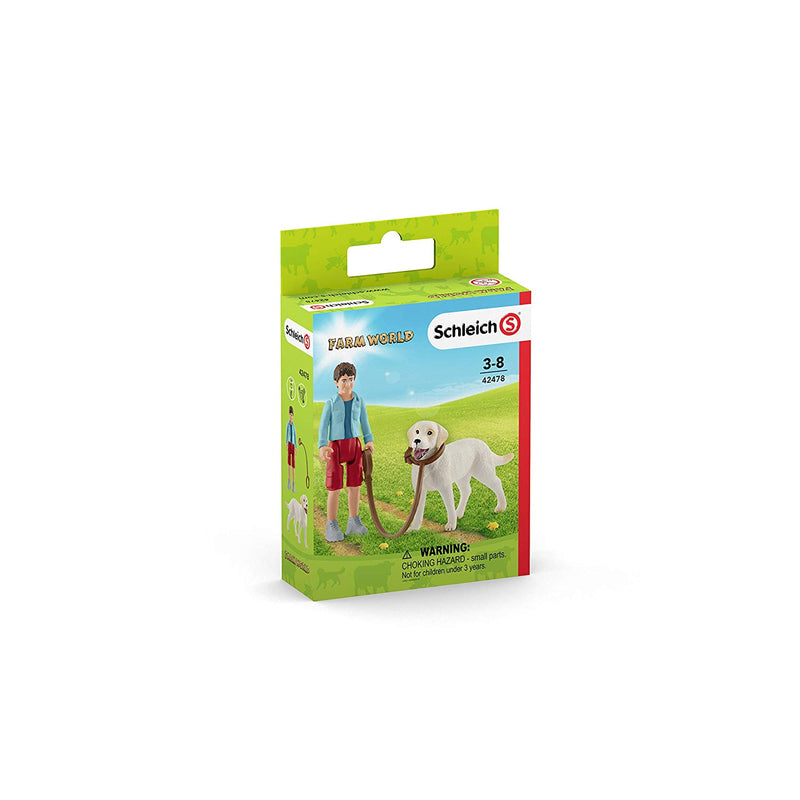 Schleich Boy Walking with Labrador Retriever 42478