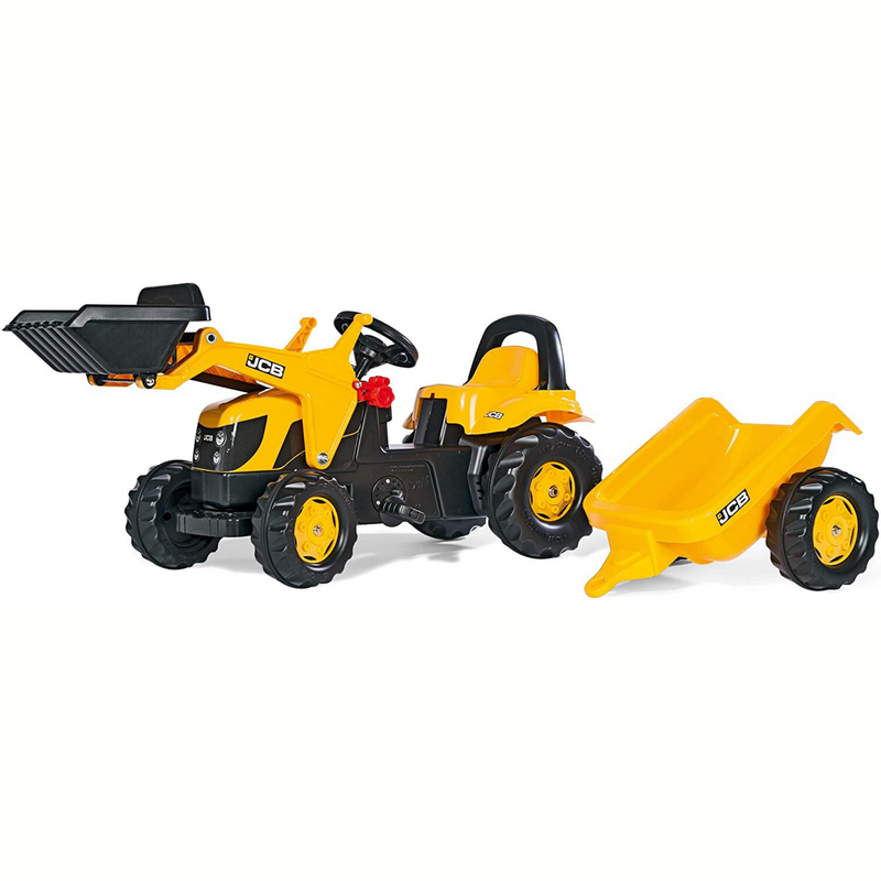 JCB Pedal Tractor with Frontloader & Trailer